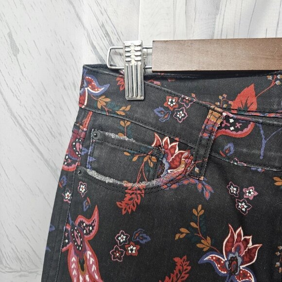 Kensie Black Floral Boho Distressed Grunge Hippie Slim Ankle Jeans 4/27 - Picture 3 of 12